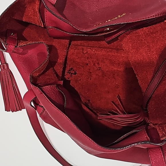 Michael Kors Large Pebbled Red Leather  Handbag Tote Spacious - Picture 10 of 12